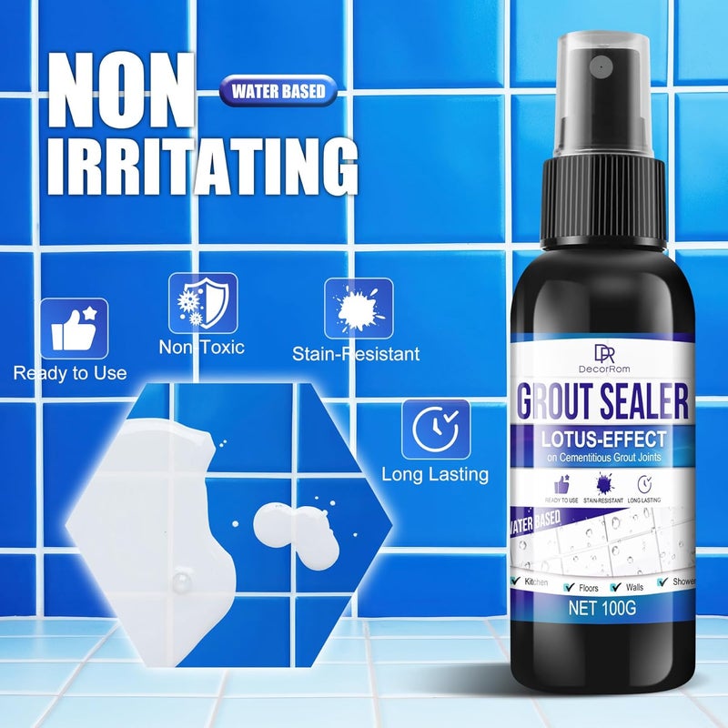DecorRom Grout Sealer, Waterproof Tile Sealer for Shower Tile, Floor, Kitchen - 2-in-1 Spraying & Squeezing Application - Clear Fast Dry Stain Resistant Grout Sealant for Bathroom, Shower, Marble - Image 2